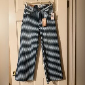 NWT Kensie The High Rise Wide Leg Ankle Jean in Blue and White Hampton Stripe 2